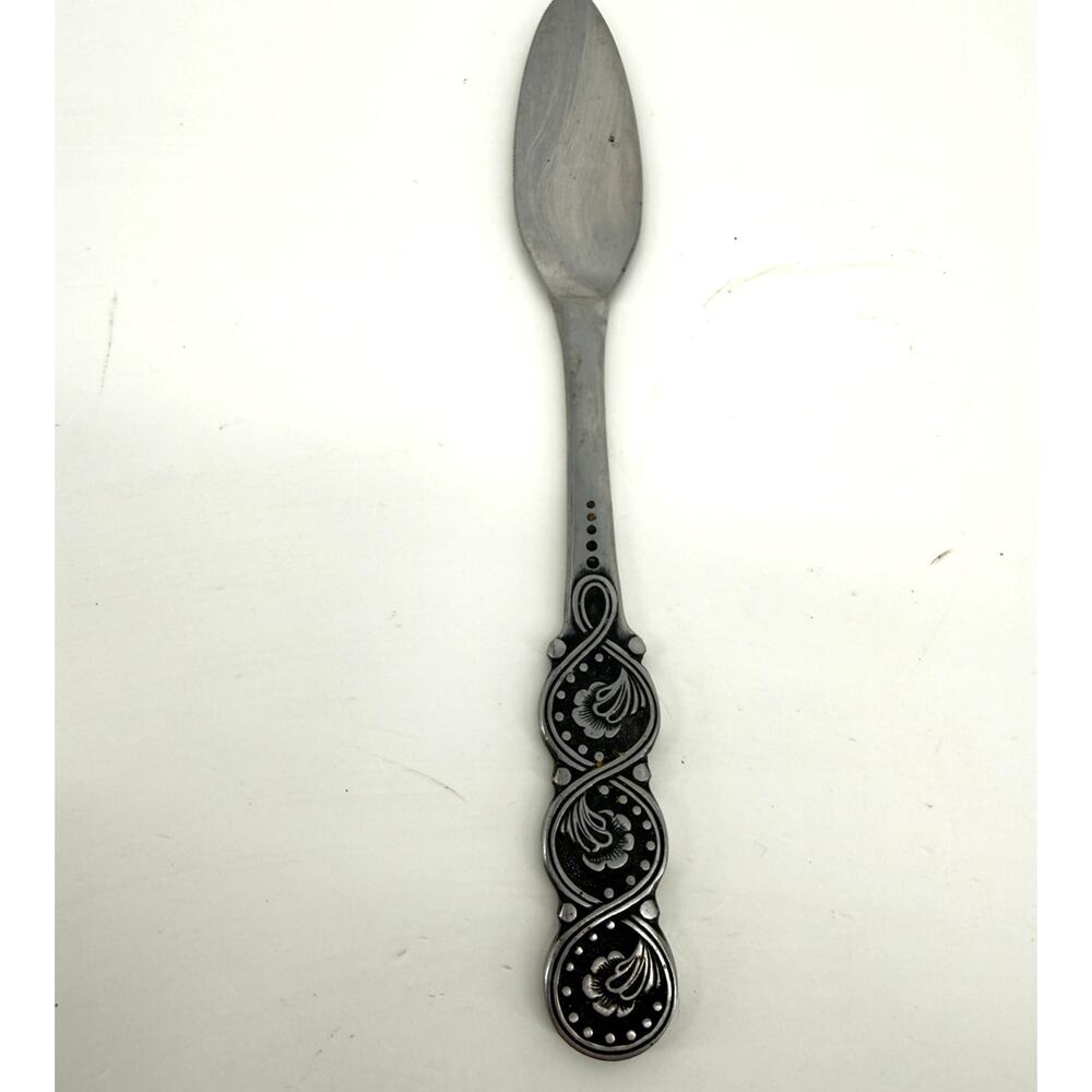Vintage National Japan Cake Knife Ornate Floral Witchy Dark Academia Serving